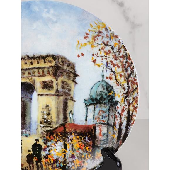 Plate Wall Decor Limoges Arc De Triomphe Paris Porcelain France 8 1/2" Vintage - Picture 7 of 13